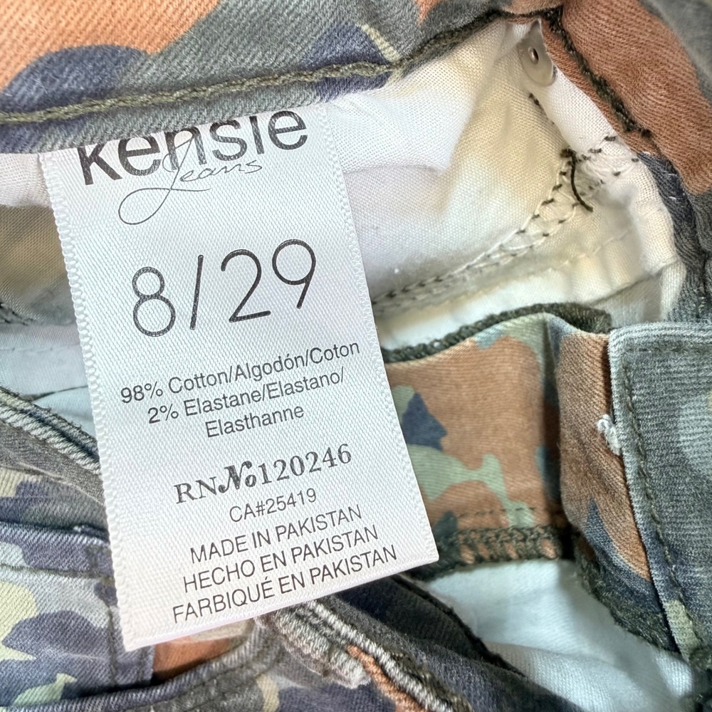 Kensie Jeans Womens Camo Denim Mini Skirt Size 8 29 Frayed Hem Camouflage - Picture 5 of 7